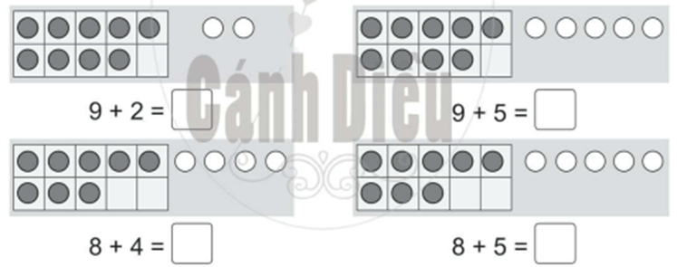 Vở bài tập Toán lớp 2 Cánh diều Bài 10: Phép cộng (có nhớ) trong phạm vi 20 (tiếp theo) (trang 17)