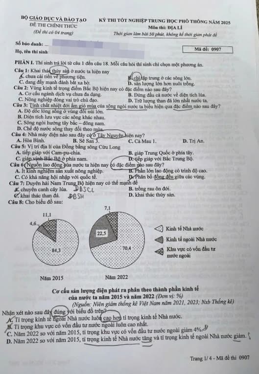 Đề thi Địa 2025