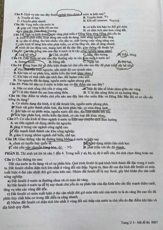 Đề thi Địa 2025