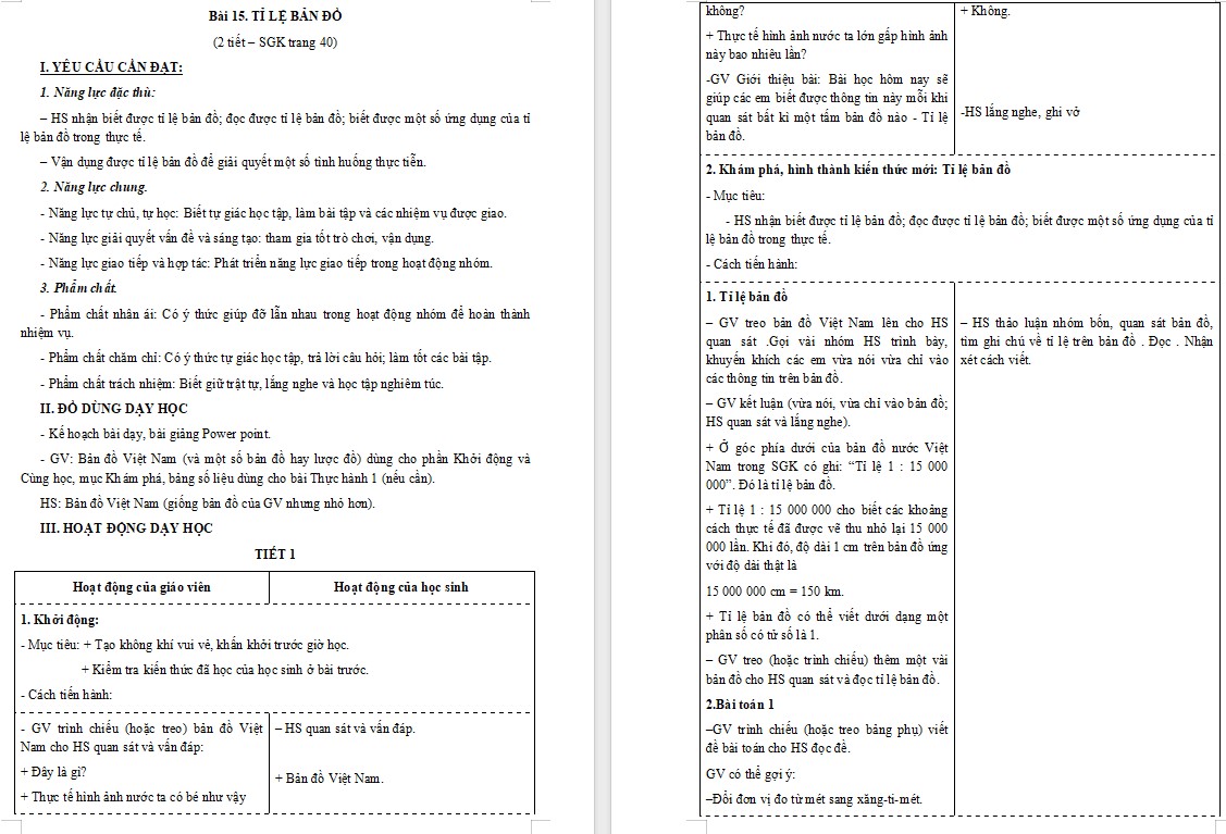 Giáo án Toán 5 CTST Bài 15 trang 40