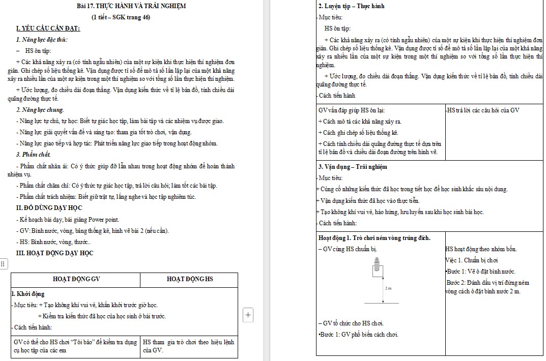 Giáo án Toán 5 CTST Bài Thực hành và trải nghiệm trang 40