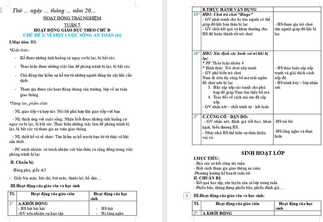 Giáo án Hoạt động trải nghiệm 2 Tuần 7