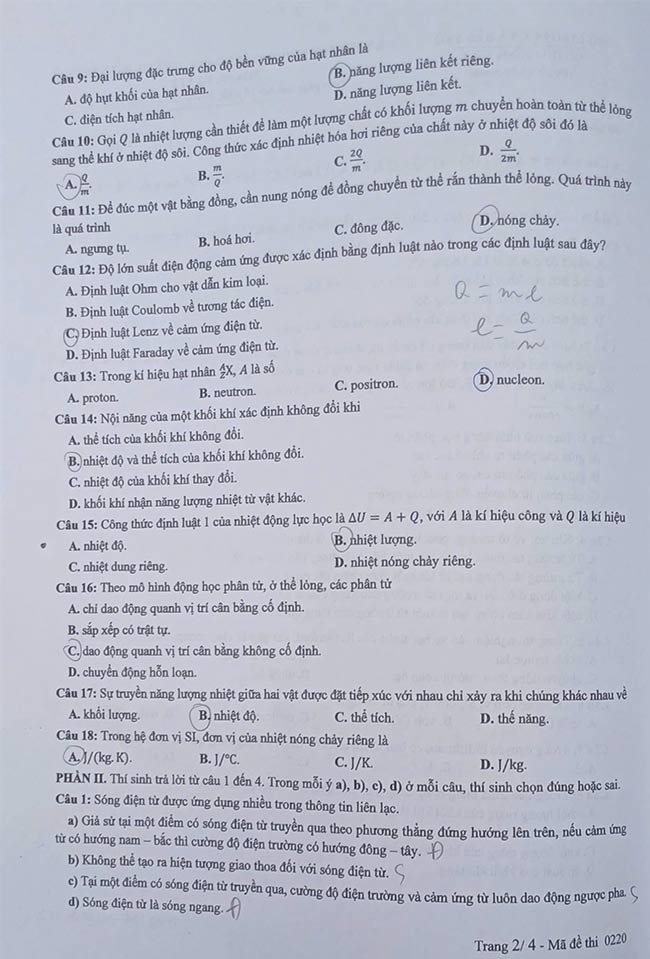 Đề thi môn Vật lí THPT Quốc gia 2025