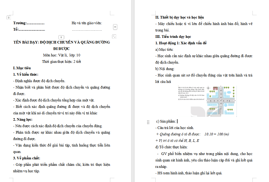 Độ dịch chuyển và quãng đường đi được
