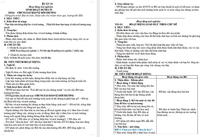 Giáo án Hoạt động trải nghiệm 2 Tuần 29