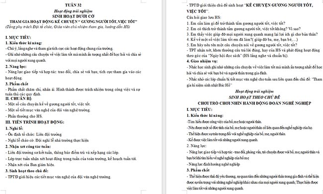 Giáo án Hoạt động trải nghiệm 2 Tuần 32