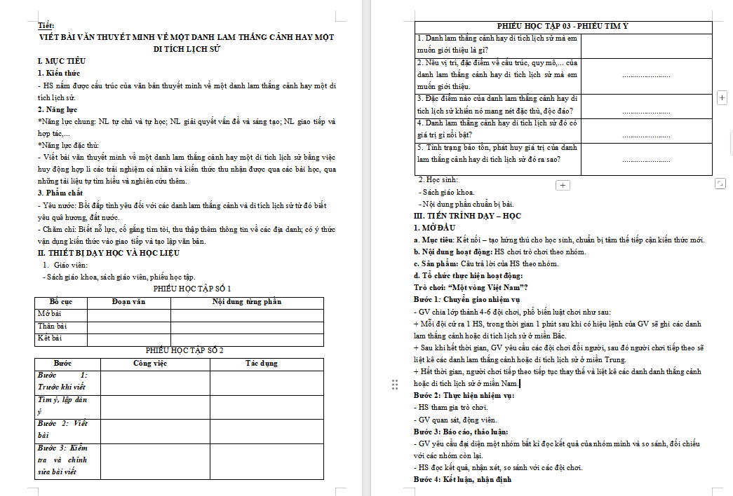 Viết bài văn thuyết minh về một danh lam thắng cảnh hay một di tích lịch sử