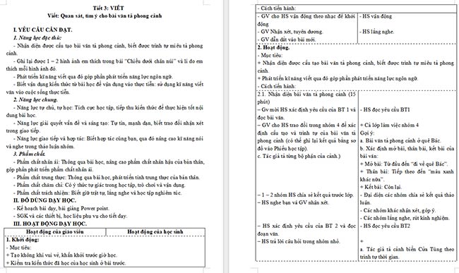 Giáo án Tiếng Việt 5 Quan sát, tìm ý cho bài văn tả phong cảnh