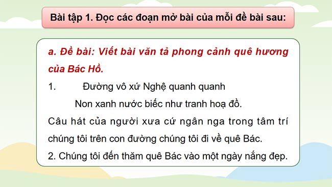 PowerPoint Tiếng Việt 5 Viết đoạn mở bài cho bài văn tả phong cảnh