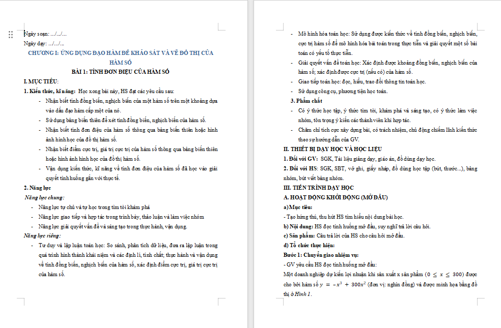 Tính đơn điệu của hàm số