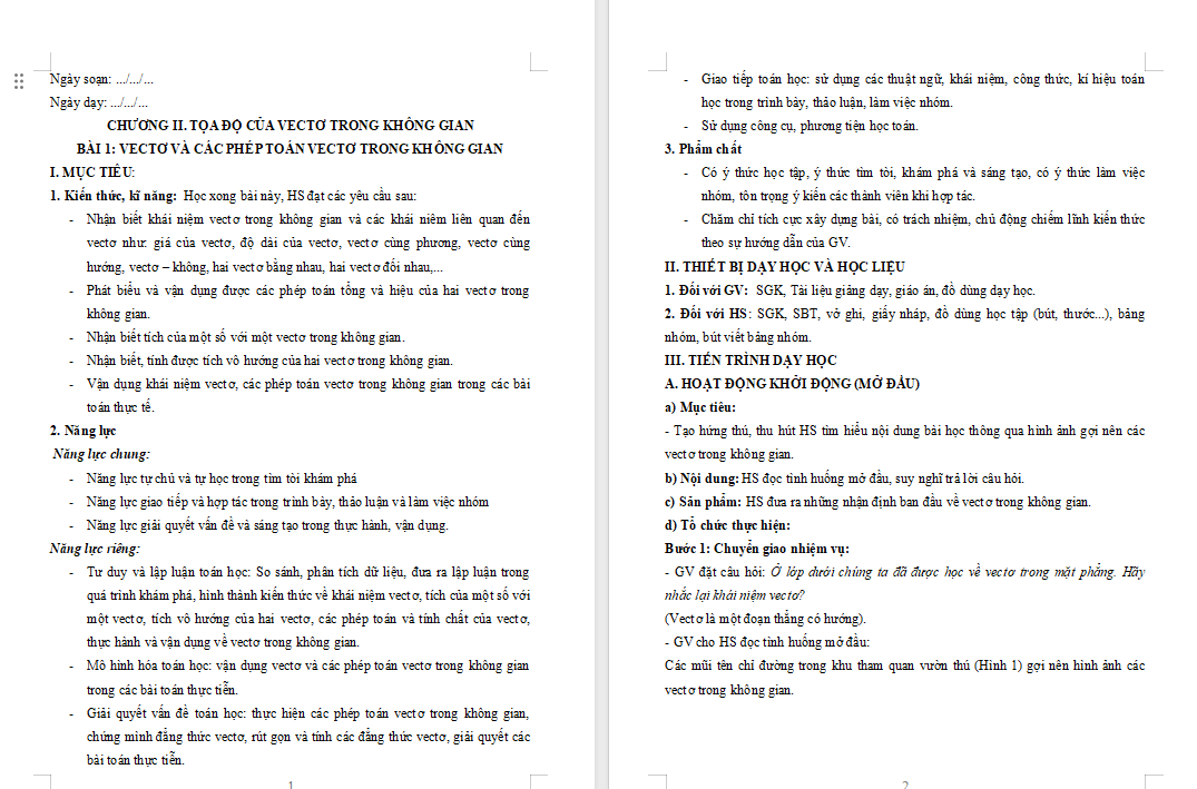 Vectơ và các phép toán vectơ trong không gian