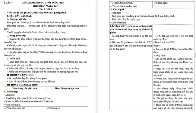 Giáo án Tiếng Việt 5 Luyện tập quan sát, tìm ý cho bài văn tả phong cảnh