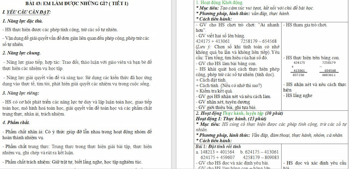 Giáo án Toán 4 Bài 43: Em làm được những gì?