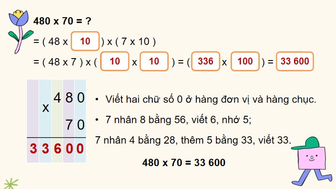 PowerPoint Toán 4 Bài 46: Nhân các số có tận cùng là chữ số 0