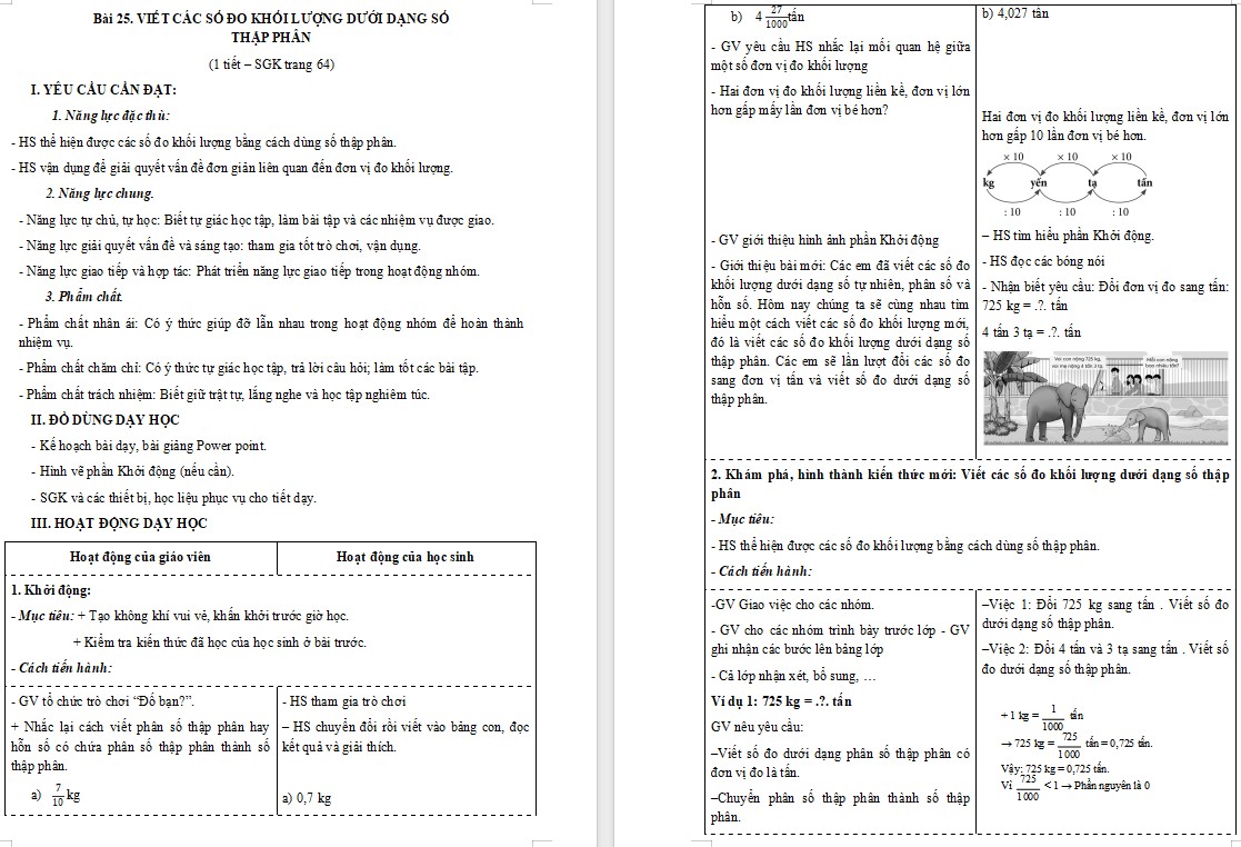 Giáo án Toán 5 CTST Bài 21 trang 64