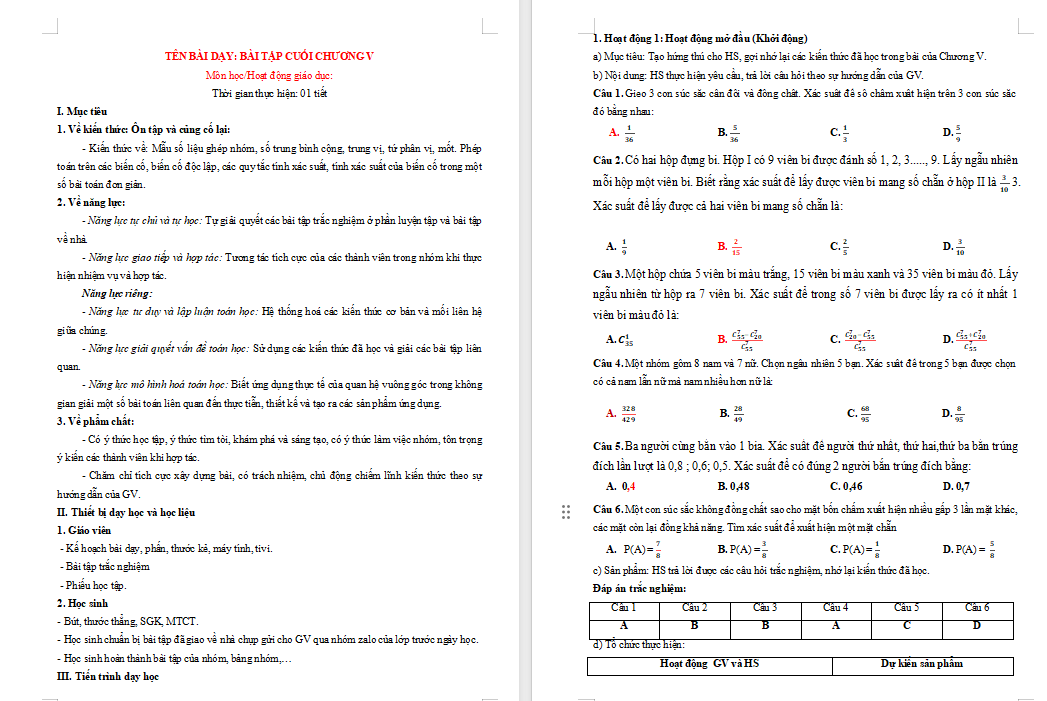 PowerPoint Toán 11 Bài tập cuối chương 5 Cánh diều