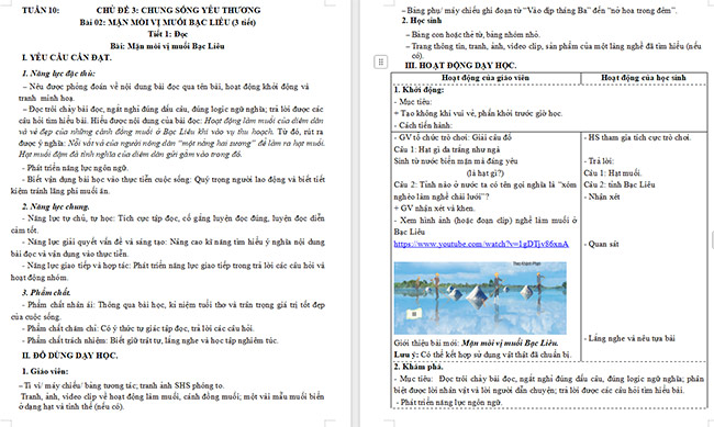 Giáo án Tiếng Việt 5 Mặn mòi vị muối Bạc Liêu