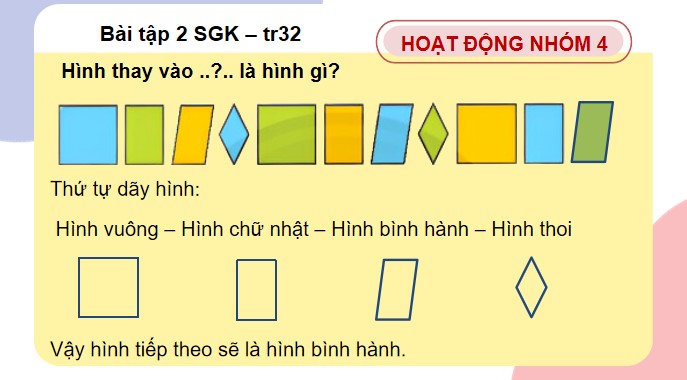 PowerPoint Toán 4 Bài 56: Xếp hình, vẽ hình