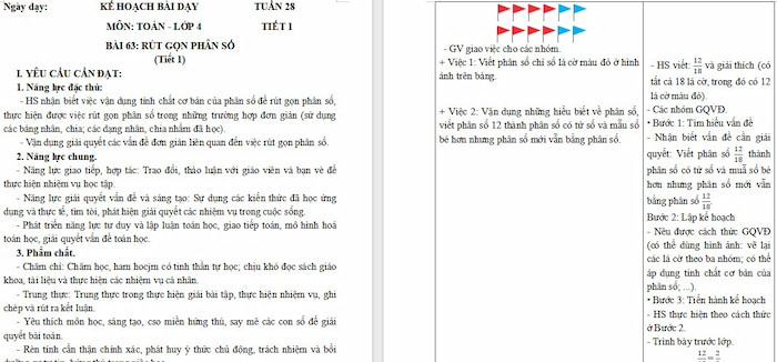 Giáo án Toán 4 Bài 63: Rút gọn phân số