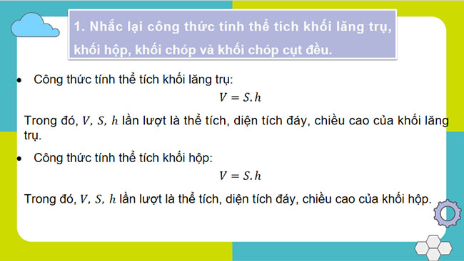Tính thể tích một số hình khối trong thực tiễn