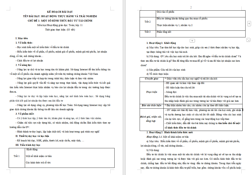 PowerPoint Toán 11 Chủ đề 1: Một số hình thức đầu tư tài chính