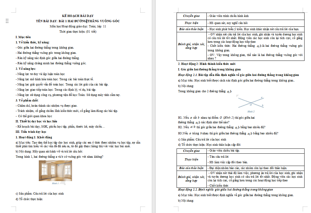 Hai đường thẳng vuông góc