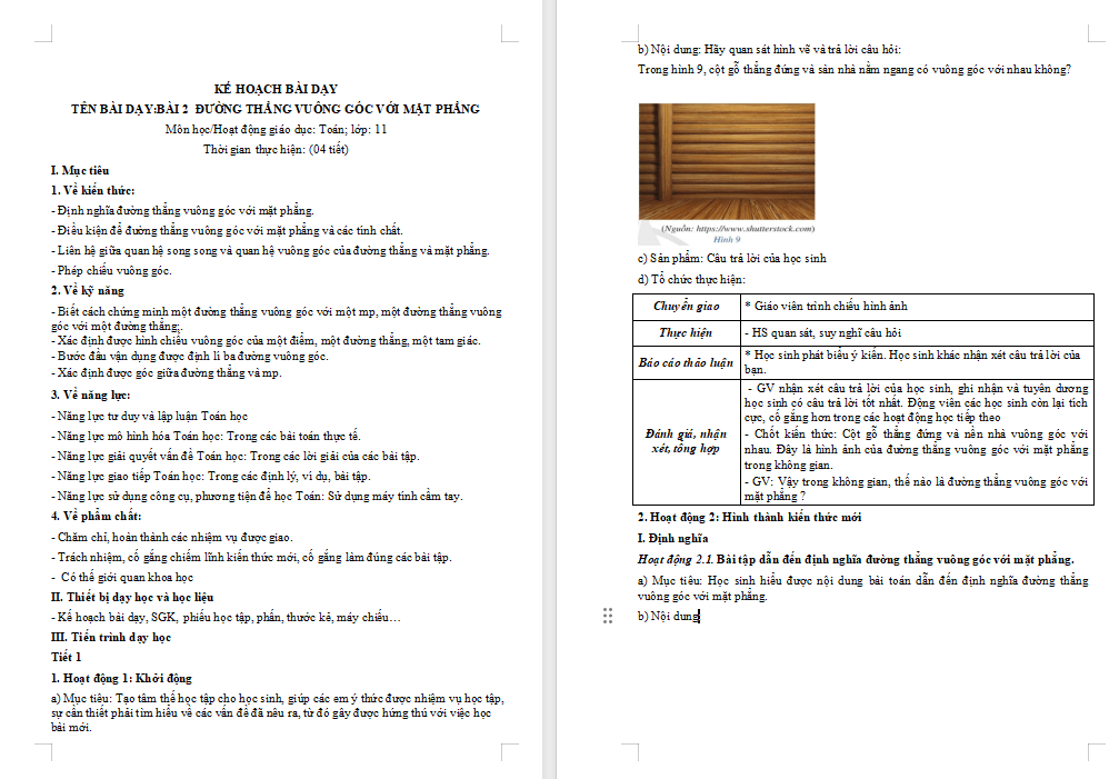 Đường thẳng vuông góc với mặt phẳng