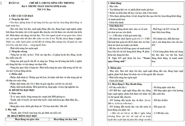 Giáo án Tiếng Việt 5 Trước ngày Giáng sinh