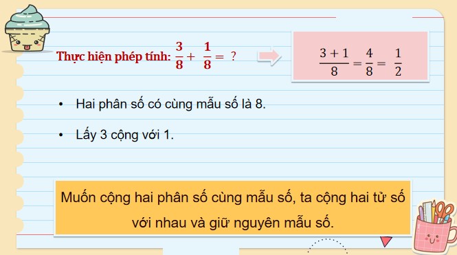 PowerPoint Toán 4 Bài 68: Cộng hai phân số cùng mẫu số