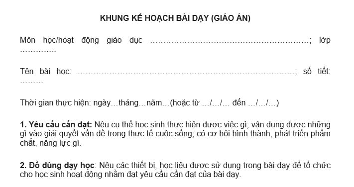 Mẫu Giáo án theo Công văn 2345
