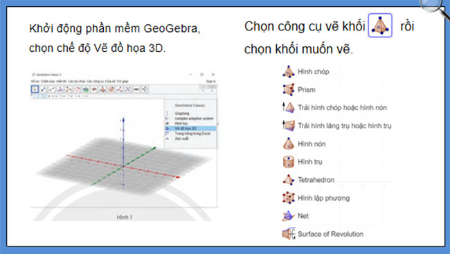 Vẽ hình khối bằng phần mềm GeoGebra Làm kính 3D để quan sát ảnh nổi