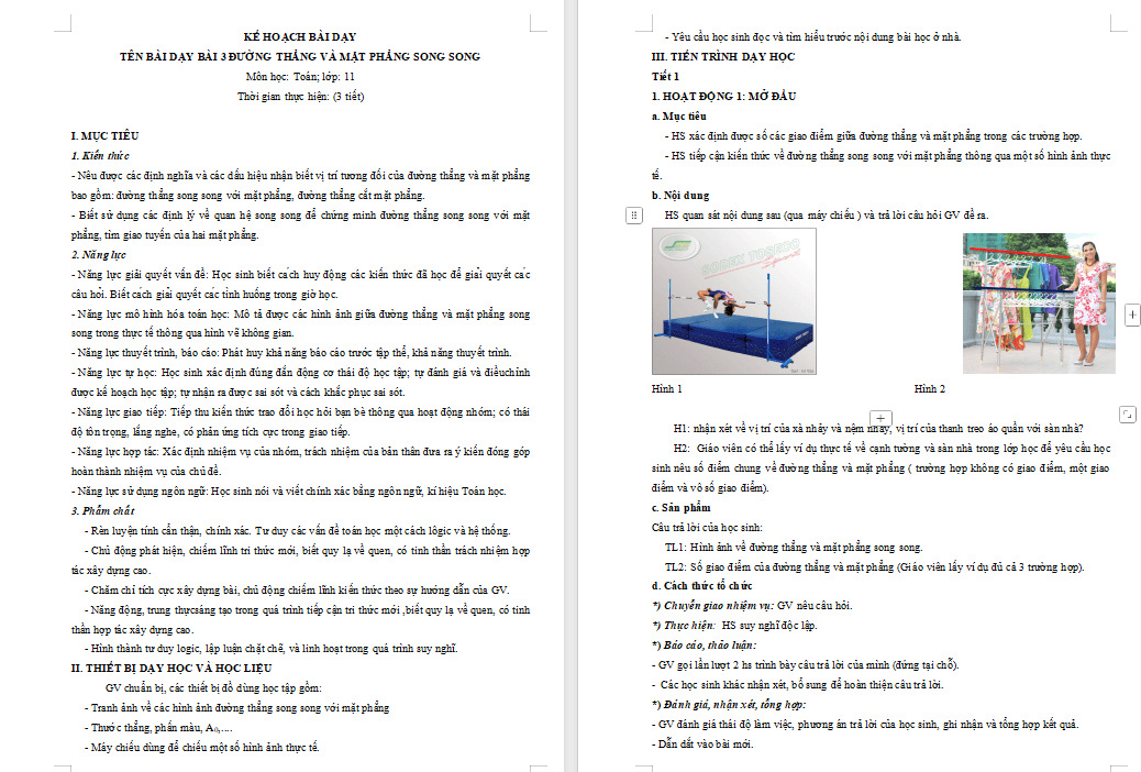 Đường thẳng và mặt phẳng song song