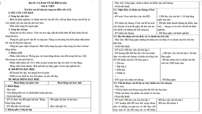 Giáo án Tiếng Việt 5 Trả bài văn kể chuyện sáng tạo (Bài viết số 2)