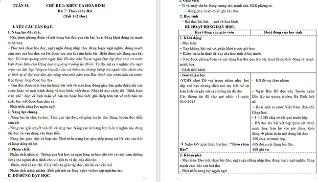 Giáo án Tiếng Việt 5 Theo chân Bác