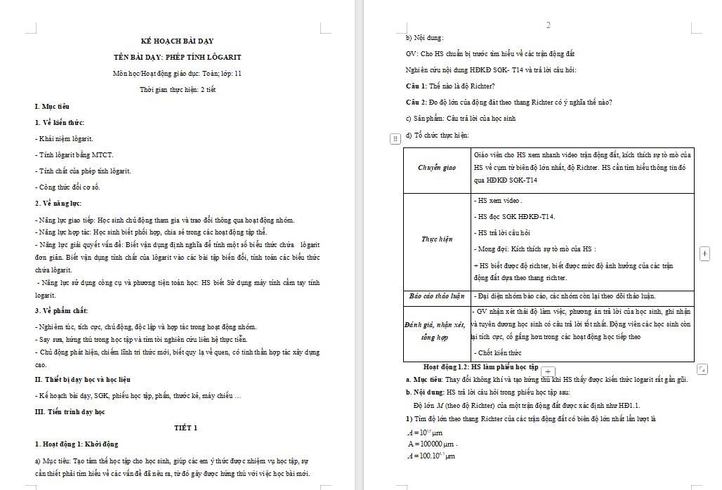 Phép tính lôgarit