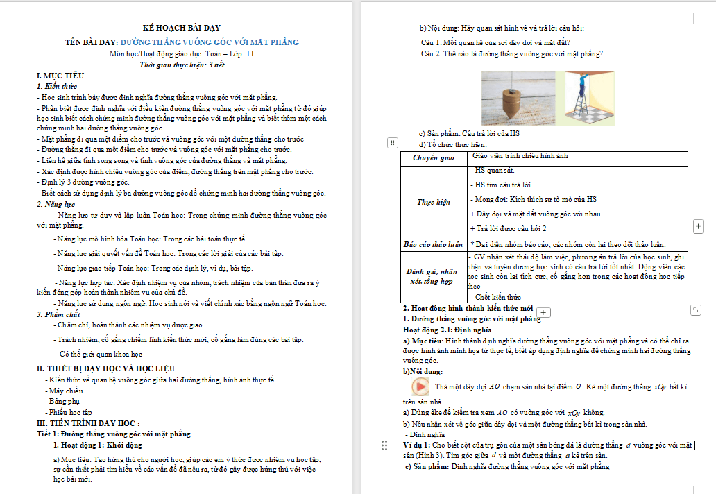 Đường thẳng vuông góc với mặt phẳng