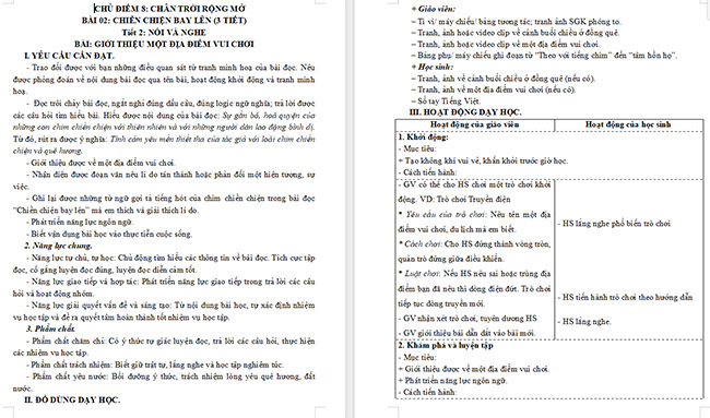 Giáo án Tiếng Việt 5 Giới thiệu một địa điểm vui chơi