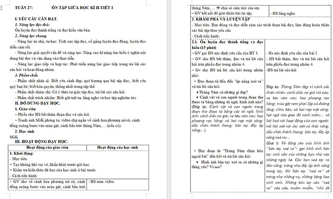 Giáo án Tiếng Việt 5 Ôn tập giữa học kì II (Tiết 1)