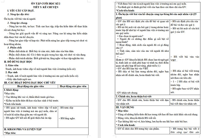 Giáo án Tiếng Việt 5 Ôn tập cuối năm học (Tiết 5)