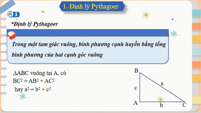 Giáo án PowerPoint Toán 8 Bài 1: Định lí Pythagore