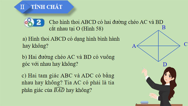 Giáo án PowerPoint Toán 8 Bài 6: Hình thoi
