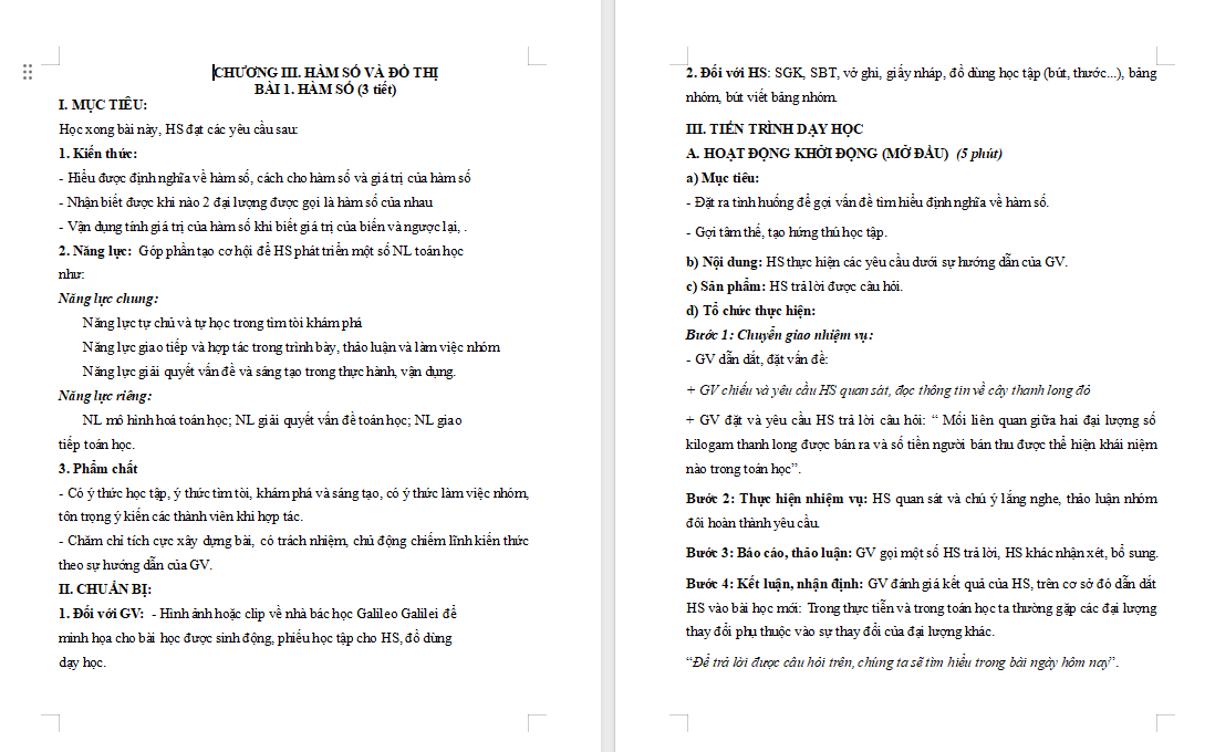 Giáo án PowerPoint Toán 8 Bài 1: Hàm số