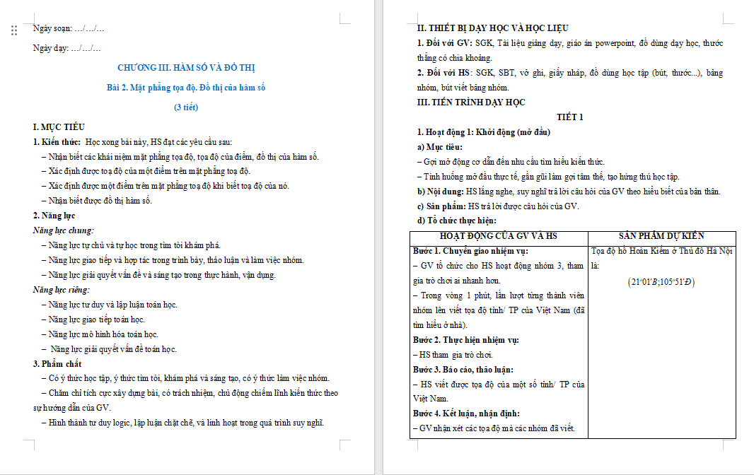 Giáo án PowerPoint Toán 8 Bài 2: Mặt phẳng tọa độ Đồ thị của hàm số