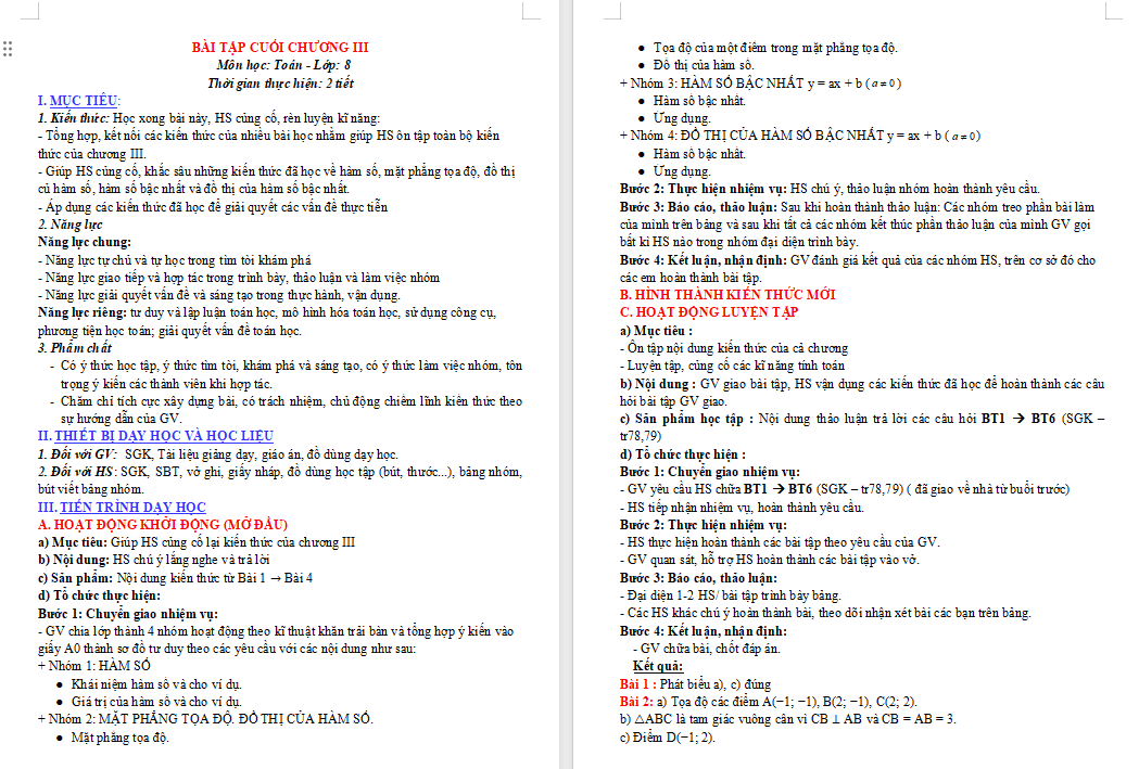 Giáo án PowerPoint Toán 8 Bài tập cuối chương 3