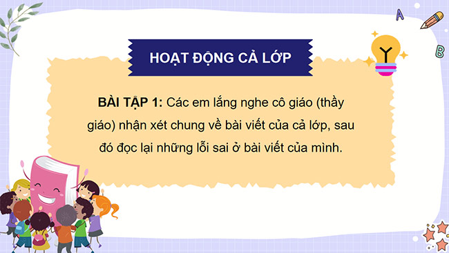 PowerPoint Tiếng Việt 5 Trả bài viết chương trình hoạt động