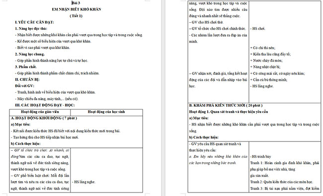 Giáo án Đạo đức 5 Em nhận biết khó khăn