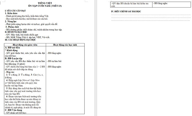 Giáo án Tiếng Việt 5 Ôn tập cuối năm học (Tiết 13)
