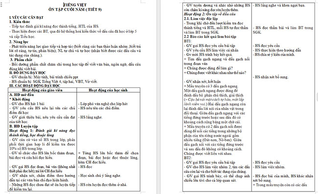 Giáo án Tiếng Việt 5 Ôn tập cuối năm học (Tiết 9)