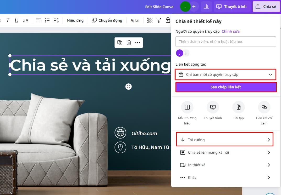 Chia sẻ vài tải xuống slide Canva