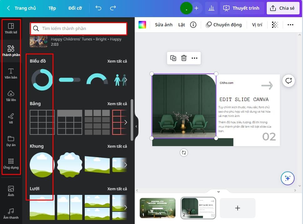 Chỉnh sửa nội dung của Slide